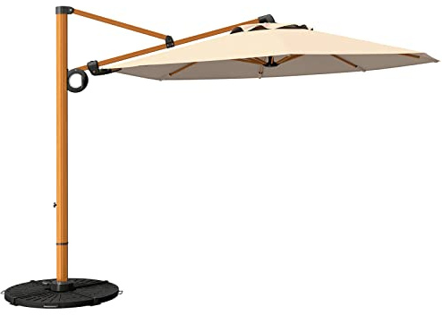 Grand patio Sonnenschirm Sonnenschutz Balkon, Ampelschirm 300 cm mit Kurbel, Windbeständig Sonnenschirme für Terrasse, Garten, Strand, UV-Schutz 50+ (Champagne, Rund)