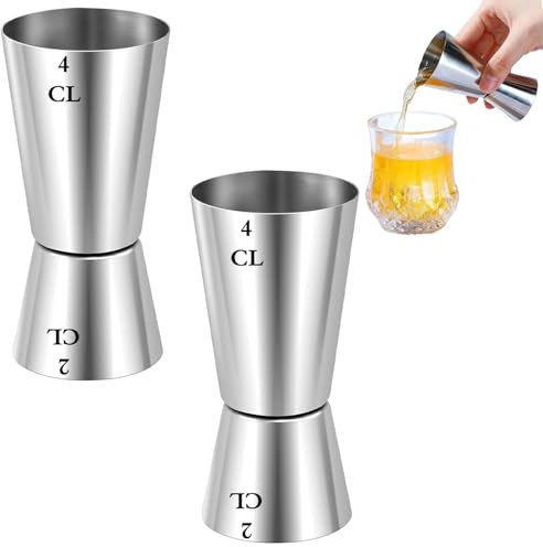 2er Cocktail Messbecher,Barmass Cocktailmessbeche,Cocktail Doppelmass | Mit Skalierun Skala2cl4cl,Edelstahl Messbecher Cocktail Für Gin,Whiskey,Alkohol,Hochwertiges Bar- Und Cocktail Zubehör