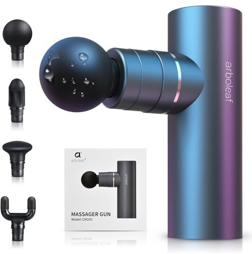arboleaf Mini Massagepistole Massagegerät Massage gun, 3200rpm 0,47kg mit AI Stufen 4 Silikon-Aufsätze, leise Muskelpistole mit Tasche Muscle Gun für Muskelentspannung stark Akku USB-C