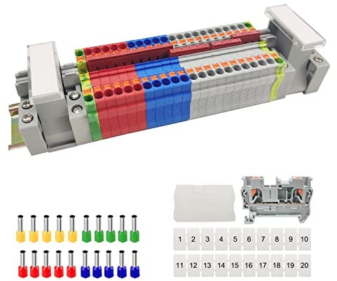 JINXIAN Reihenklemmen Hutschiene Klemmen PT-2,5 Durchgangsklemme | Hutschiene Klemmleisten DIN Schienenanschlussblock Kit für Produktionsautomatisierung Anschlussblöcke elektrisch