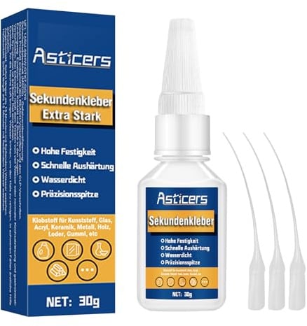 Sekundenkleber Extra Stark, Wasserfester und Hitzebeständiger Superkleber, kleber Extra Stark für Alles zum Schnellen und Präzisen Verkleben von Kunststoffen, Glas (Sekundenkleber 30g*1)