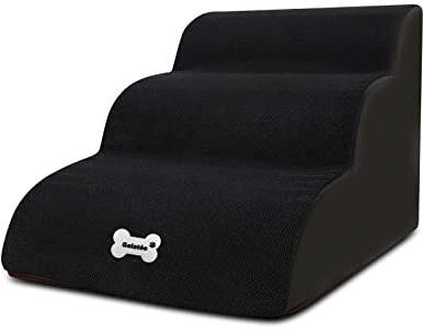 Galatée Hundetreppe, Weiche, Bequeme Haustiertreppe Mit Waschbarem Und Reißverschlussbezug, Einfach Zu Besteigende Hunderampenstufen, Hunderampen Für Schlafsofa(Schwarz)