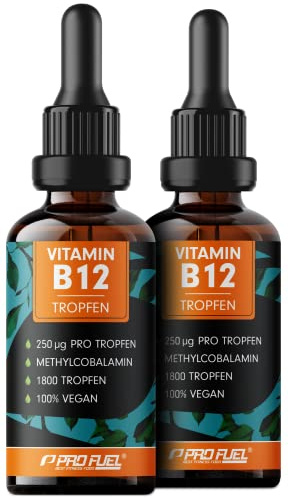 Vitamin B12 Tropfen - 3600 Tropfen (2x50ml) - bioaktives Methylcobalamin B12 - mit 500 mcg Vitamin B12 - zur täglichen Einnahme (2 Tropfen pro Tag) - laborgeprüft mit Zertifikat - 100% vegan