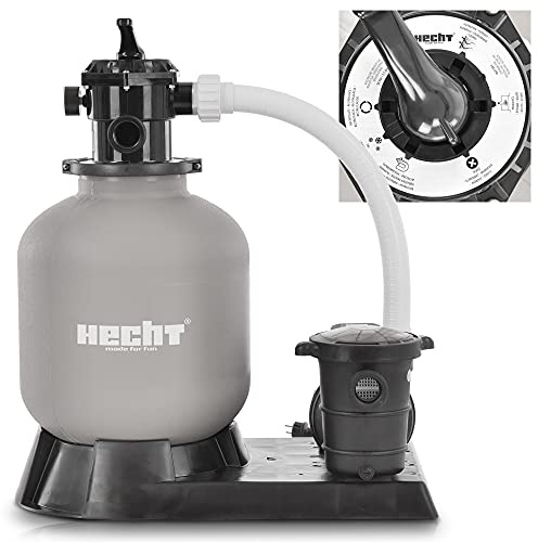 HECHT Sandfilteranlage Sandfilter 14.400 Liter mit 7-Wege-Ventil | Poolfilteranlage und Sandfilterpumpe für Gartenpool, Schwimmbecken und Schwimmbad, mit Vorfilter und Sandfilterkessel