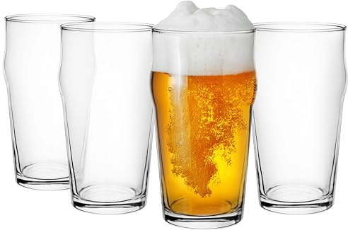 Glasmark KROSNO 1992 Biergläser Set 4 Stück 530 ml Pils Bierglas Stout Ale Gläser Für Bier Bierseidel Bierkrug Spülmaschinengeeignet, Durchsichtig