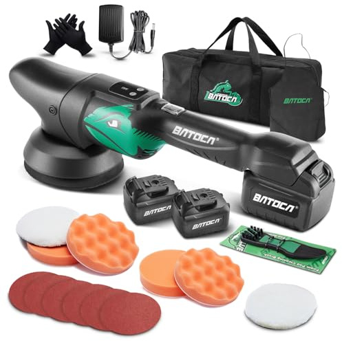 21V Akku Exzenter Poliermaschine,BATOCA S2 Upgrade Auto Poliermaschine | Akku-Puffer/Kabellos Polier Maschine mit 125mm Polierschwamm/Pad,Wollscheibe,Schleifmaschine Polieren von Motorrädern,Booten