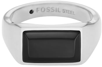 Fossil Herren-Siegelring All Stacked Up Achat schwarz, JF046030408