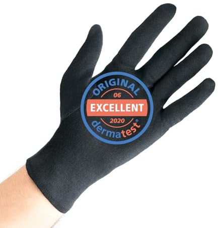 Baumwollhandschuhe aus 100% Baumwolle (Dermatest: Sehr gut), Graue Handschuhe, Weiche Textilhandschuhe für Handmasken, Stoffhandschuhe mit zertifizierter Hautverträglichkeit, 2 Paar