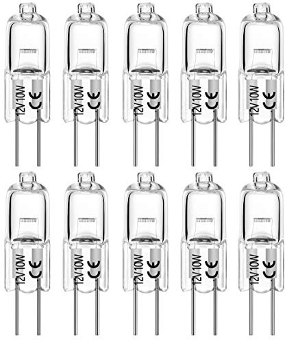 EKSAVE Halogenlampen 10W 12V Stiftsockellampen Kapsel Lampe Sockel 150lm Warmweiß 2700K(10 Stück) (G4 10W)