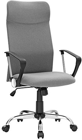 SONGMICS Bürostuhl, ergonomischer Schreibtischstuhl, Drehstuhl, gepolsterter Sitz, höhenverstellbar und neigbar, bis 120 kg belastbar, grau OBN034G01