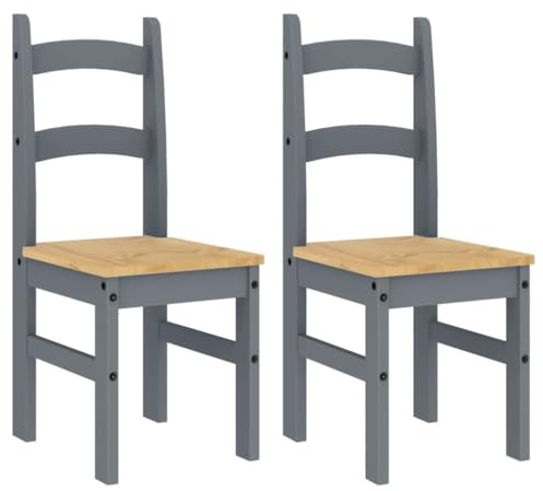vidaXL Essstühle 2 STK. Grau 40x46x99 cm Massivholz Kiefer