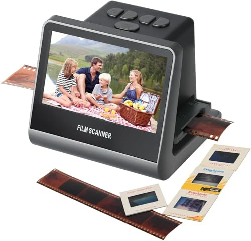 22MP Diascanner - Fotoscanner mit 5 LCD Display, Negativscanner und Dia Scanner zum Digitalisieren Konvertiert 35mm, 135, 126 KPK, 110 Negative und Super 8-Film in Hochauflösende JPEG-Digitalfotos