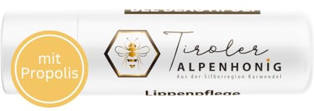 Lippenpflege Propolis, 100% natürlicher Lippenbalsam mit Bienenwachs und Olivenöl, Lippenstift von Tiroler Alpenhonig hergestellt in den Tiroler Bergen - 4,8g