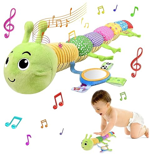 Herenear Plüschspielzeug aus Chenille, Musikspielzeug aus Plüsch, Rassel und Texturen, Babyspielzeug für 6 Monate, Baby, Geschenk für Jungen und Mädchen