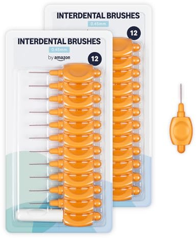 By Amazon Interdentalbürste, 0,45 mm, 24 Stück (2 Packungen mit je 12 Stück), Orange