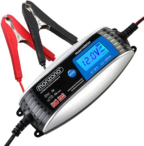 MONZANA® KFZ Batterieladegerät vollautomatisch 6V 12V LCD-Bildschirm Temperaturkompensation Erhaltungsladung intelligentes Ladegerät für Auto Motorrad