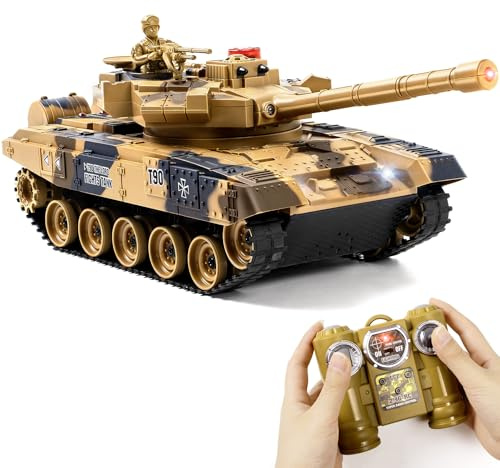 Supdex Rc Panzer 1/24, Ferngesteuerter Kampf Panzer RC Spielzeug, 2.4GHz Fernbedienung, Panzer Modell mit Lebenskontrollleuchte, für Kinder ab 6 Jahren Jungen