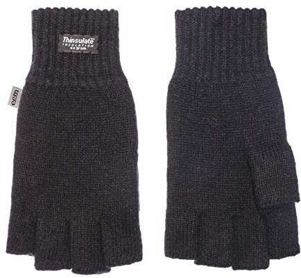 EEM Damen Halbfingerhandschuhe, weiche Wolle, Thinsulate Thermofutter, Halbfinger, schwarz S/M