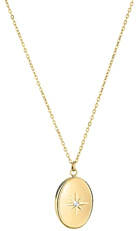 Tamaris Halskette für Damen, Halsschmuck in Silber, Gold & Roségold, Kette mit Amulett aus Edelstahl, wasserfest
