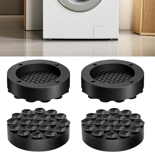 Schwingungsdämpfer Waschmaschine, 4 Stück Waschmaschine Unterlage Universal Anti Vibrationsdämpfer Gummi Antivibrationsmatte Waschmaschinen Dämpfer Antirutschmatte Füße für Kühlschrank (Schwarz)