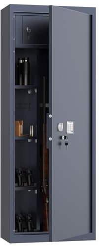 Profirst Waffenschrank Forest 8 Stahl Elektronikschloss Notöffnung separat versperrbarer Innentresor 3 Fachboden Putzstockhalterung Schaumstoffwaffenhalter inkl. Befestigungsmaterial
