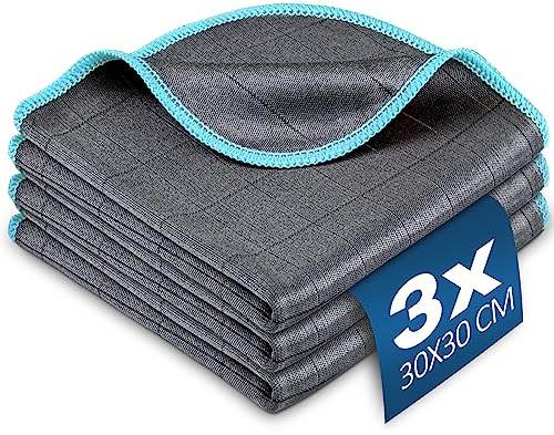 Airlab Fensterputztücher Carbon Tücher 400 GSM, Fenstertuch Streifenfrei Putztücher, Mikrofasertücher Auto Glas Fenster, Reinigungstuch Carbon Lappen für Kristallklare & Streifenfreie Scheiben, Blau