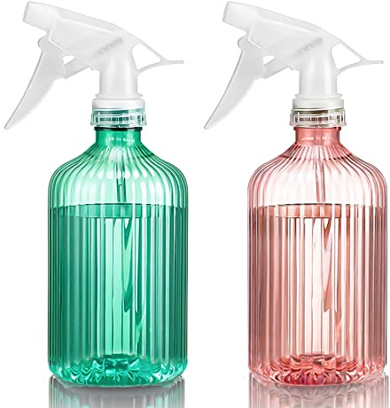 WOODFIB 2 Stück Sprühflaschen, 500ml Wassersprühflasche Pflanzen, Blumensprüher mit Verstellbare Sprühkopf, Kunststoff Leere Sprühflasche für Hausreinigung, Garten, Friseur, Pflanzen