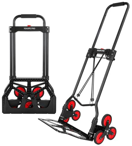 Klappwagen auf Rädern, 100 kg, robuste Sackkarre, 110 cm verlängerter Griff, Mehrzweckwagen mit elastischem Seil, Treppensteigwagen, Geschäft, Büro, Haus, Garten