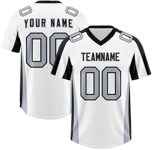 Generisch Personalisierte T-Shirts, American Football Spieltrikots Mit Name Nummer Trikot T Shirt Für Kinder Erwachsene Junge Mädchen Herren Damen Kostüm Tshirt Bedrucken Shirt Sport (11)