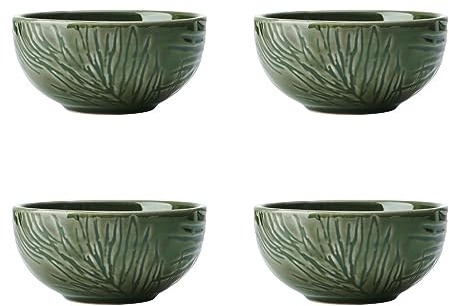 MIKASA Jardin 4-teiliges Dip-Schalen-Set, 4 Dip-Schalen für Gäste und Partys, grüne Steingut-Schalen, 10cm - Geschenkkarton