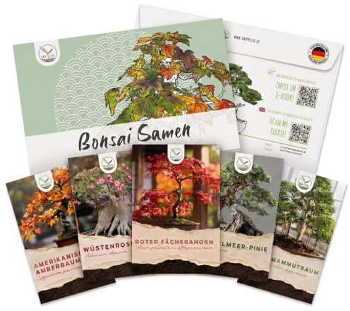Außergewöhnliche Bonsai Samen mit hoher Keimrate - Pflanzen Samen Set für deinen eigenen Bonsai Baum (5er Set inkl. eBook)