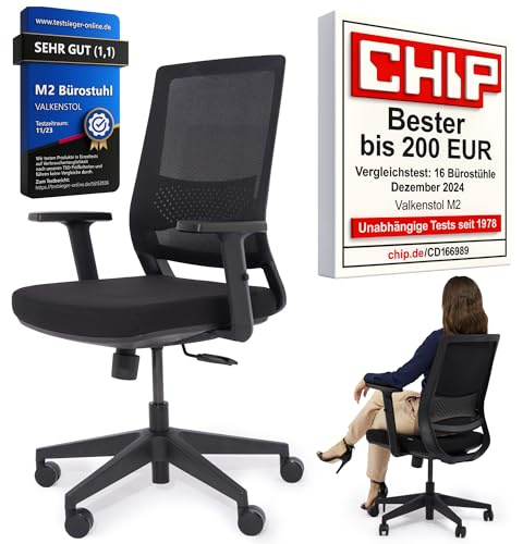 VALKENSTOL M2 Bürostuhl Ergonomisch Testsieger, Einstellbarer für maximale Bewegungsfreiheit, Rückenfreundliche Bürostühle, Lendenwirbelstütze Schreibtischstuhl für Büro und Home Office Chair