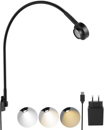 acegoo LED Leselampe Bett Vollmetall, Schwanenhals Lampe 2700K/4000K/6000K/Bernstein, Wandmontage Schwarz 2 Schalter Flexible, Drehbarer Leuchtenkopf für Buch Schlafzimmer(1 Stück)