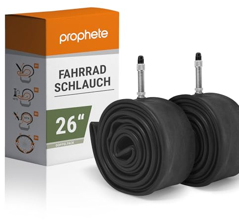 Prophete Fahrradschlauch Doppelpack – Dunlop-Ventil, Schwarz