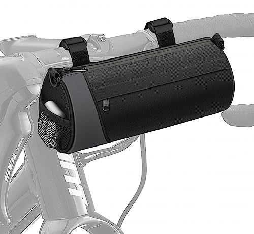 FINPAC Fahrrad Lenkertasche, Multifunktionale Fahrradtasche Lenker Aufbewahrungstasche mit Reflexstreifen, Pendlertasche mit abnehmbarem Schultergurt für MTB, Gravelbike, Rennrad, Schwarz