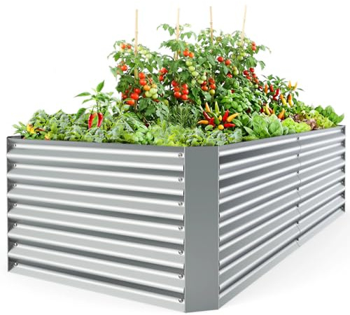 Ohuhu Hochbeet Metall Pflanzenbeet 180x90x60cm, Wetterfestes Stahlblech Hochbeete für Gemüse Erhöhte Extragroße, Gemüsebeet Pflanzkasten Frühbeet Gartenbeet Pflanzkübel Blumenkasten für Garten