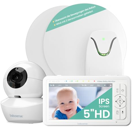 Babysense True Sleep HD Video-Babyphone mit Nachtlichtkamera & Bewegungsmonitor für Babys mit Echtzeit-Warnungen, kontaktlos, 2-in-1, Nur für den Heimgebrauch