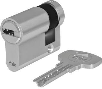 Yale Europrofil Zylinder 1000 PLUS Serie Halbzylinder 30/10mm Nickel matt mit 4 Schlüsseln ideal für Garagentore und Kellertüren
