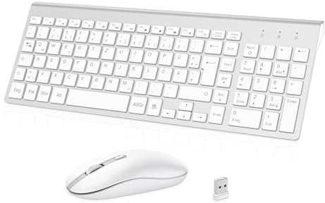 cimetech Tastatur Maus Set Kabellos, 2.4G Ultraslim Funktastatur, Ergonomische Leise Kompakte Keyboard Mouse QWERTZ Deutsches Layout, 10m Reichweite, für PC, Desktop, Notebook, Laptop, Windows