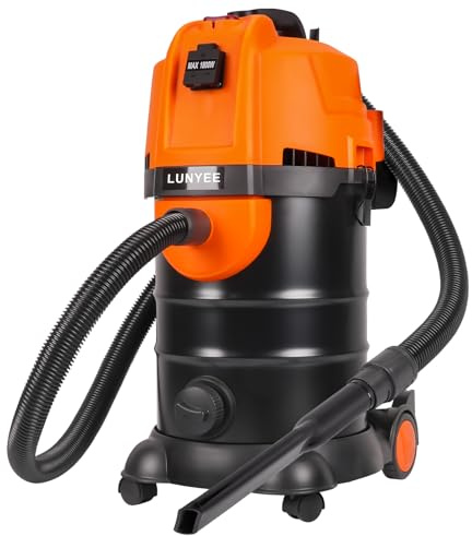 LUNYEE 19KPa Industriestaubsauger mit Einschaltautomatik 30L,1800W Industriesauger Beutellos mit Automatischem Vakuumschalter Zyklon-Staubabscheider Werkstattsauger für CNC-Maschine(Orange)