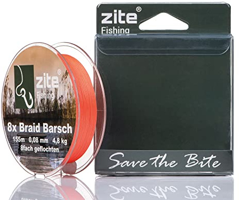 Zite Fishing 8fach Geflochtene Angelschnur 8fach – Geflechtschnur 8-Braid | Barsch Zander Hecht Angeln - Rundgeflochten 155m Orange - Angelschnur-geflochten-8fach, Angelschnüre fishing line Angel
