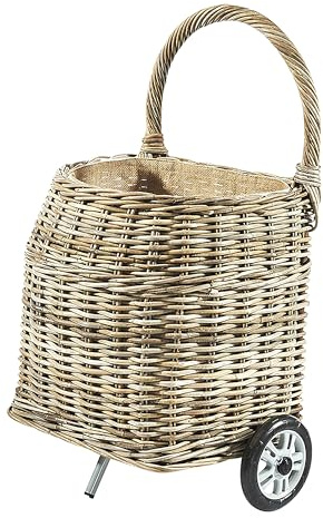 Kaminholzwagen mit Rollen Brennholzwagen - aus Rattan kubu grey
