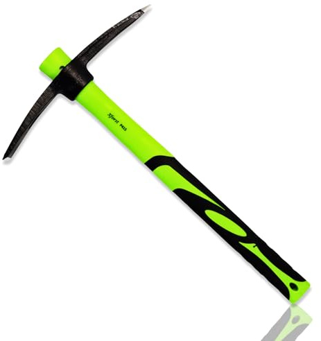 Xforst Mini Garten Spitzhacke X-PF40N – Mini Kreuzhacke & Gartenhacke aus geschmiedetem Stahl mit Fiberglasstiel – kleine Hacke für Gartenarbeit, Camping, Outdoor & Survival