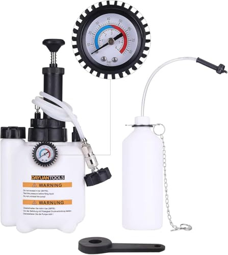 DAYUAN 3L Bremsenentlüfter mit 1L Absaugbehälter für E20 (ø45mm), für Auto und Motorrad, Bremsenentlüftungsgerät, Bremsflüssigkeitswechselgerät, Bremsenentlüfterflasche