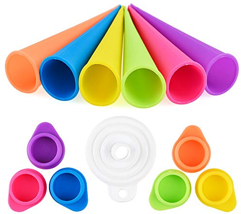 GOLDGE 6 Stück Eisformen Silikon Set Eisformen Eis Schimmel mit Silikontrichter aus 100% Lebensmittelechtem Silikon für DIY Sommer Eis