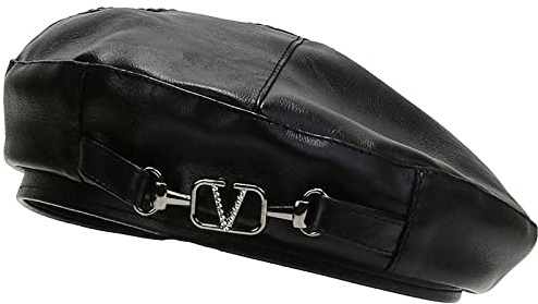 XYIYI Damen PU Leder Baskenmütze Französischer Stil Baskenmütze, Einfarbig Casual Classic Maler Kappe