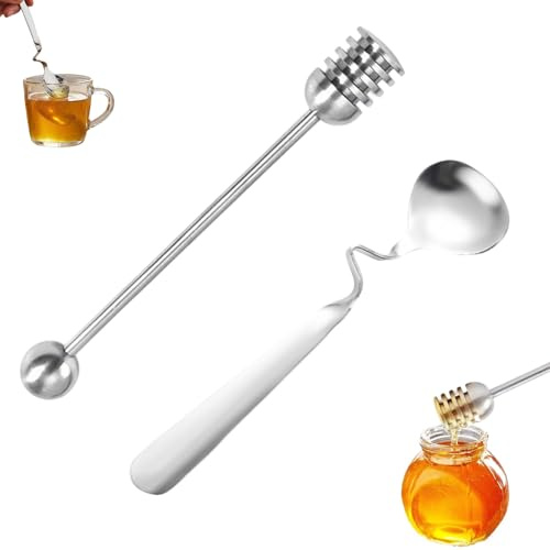 Alriedy Honiglöffel Edelstahl, 2 Stück Marmeladenlöffel Für Honig, Joghurt, Sirup, Ideal Als Honey Spoon, Hochwertige Honiglöffel WMF, Praktischer Marmeladenlöffel Glas