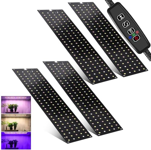 4Stück Pflanzenlampe LED Vollspektrum, 540 LEDs Pflanzenlicht mit 3 Lichter Modi, Pflanzenleuchte für Zimmerpflanzen Grow Light mit Zeitschaltuhr, 10 Arten von Helligkeit