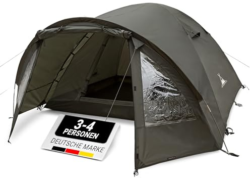 WANDERFALKE® Zelt 2-4 Personen wasserdicht 4.000mm, doppelwandig, leicht & kleines Packmaß, 2-4 Mann Zelt, Campingzelt mit Vorzelt, Familienzelt, Outdoor Zelte für Camping, Angeln und Reise (Camp 4)