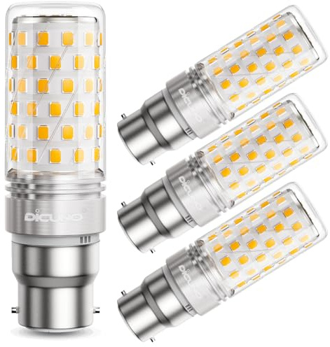 DiCUNO B22 LED Mais Glühbirne 10W, 2700K Warmweiß, ersetzt 130W Glühbirne, 1350lm, B22 LED Lampe, CRI 82, 360° Abstrahlwinkel, Kein Flackern, Nicht dimmbar, 230V, 4er Pack